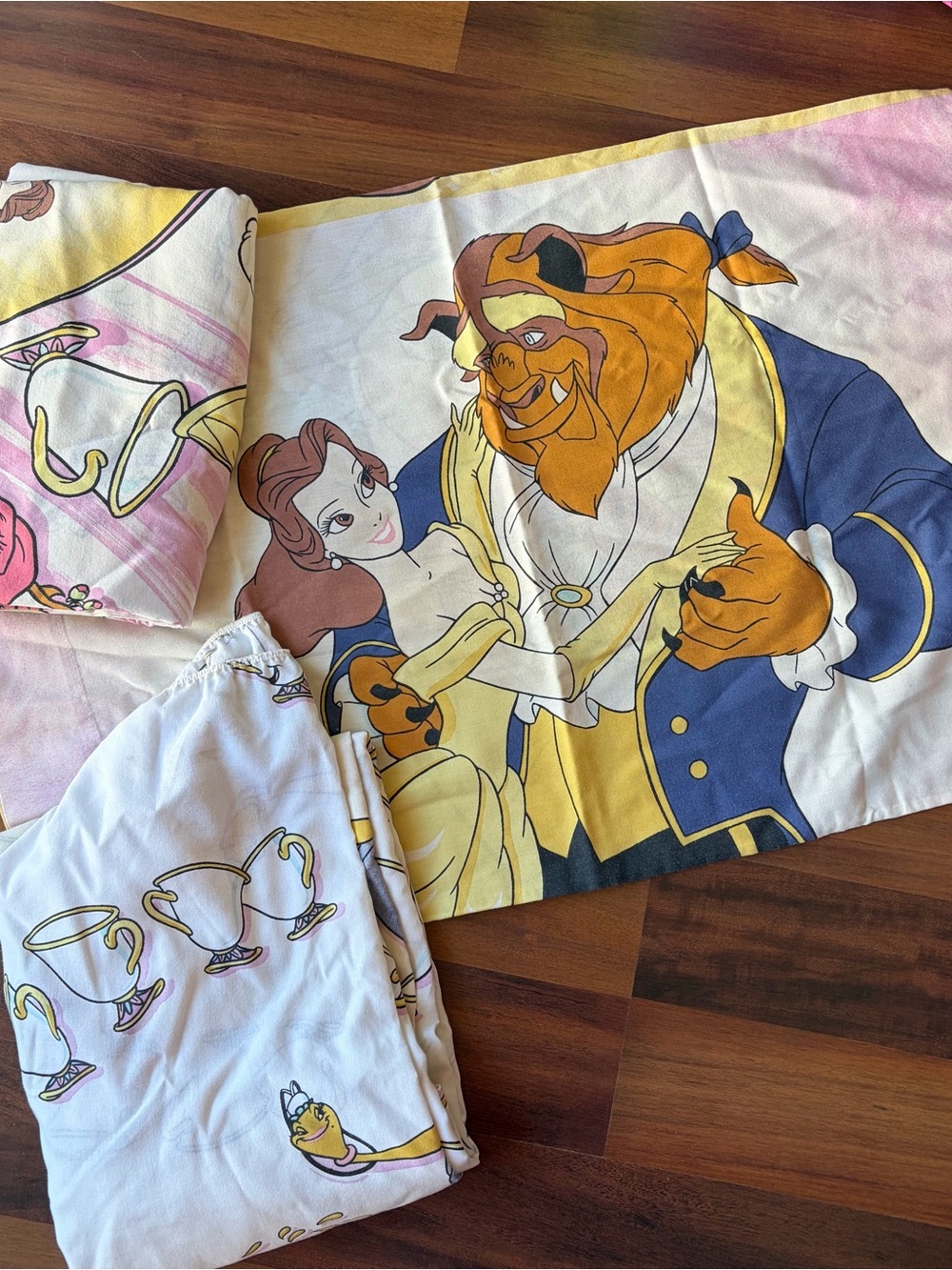 Vintage Disney Beauty and the Beast Twin Sheet Set Belle Beast 90s Retro Bedding